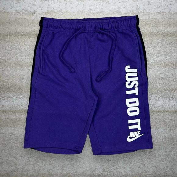 Nike Sweat Shorts Purple Cotton White Swoosh 10" Inseam
